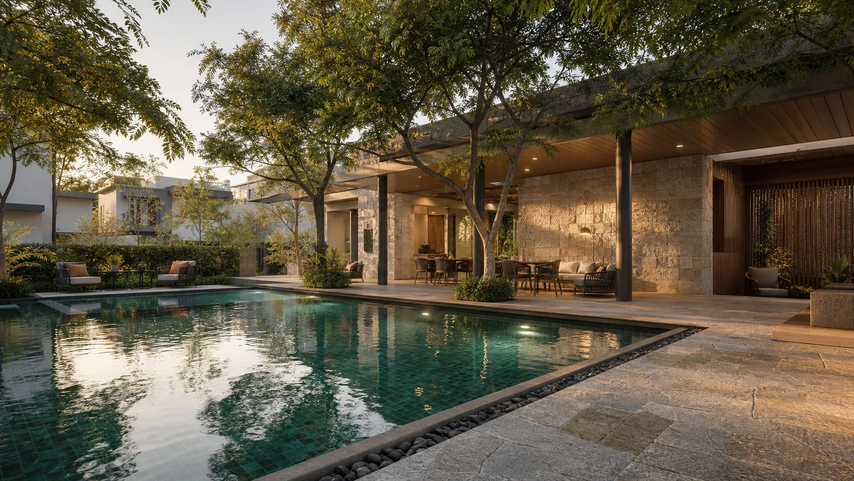 Premium clubhouse pool at a gated villa community