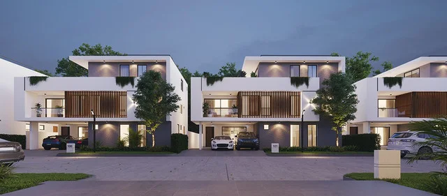 Signature Nature's Edge villa row at dusk